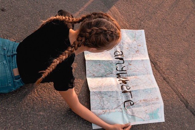 Girl reading a map